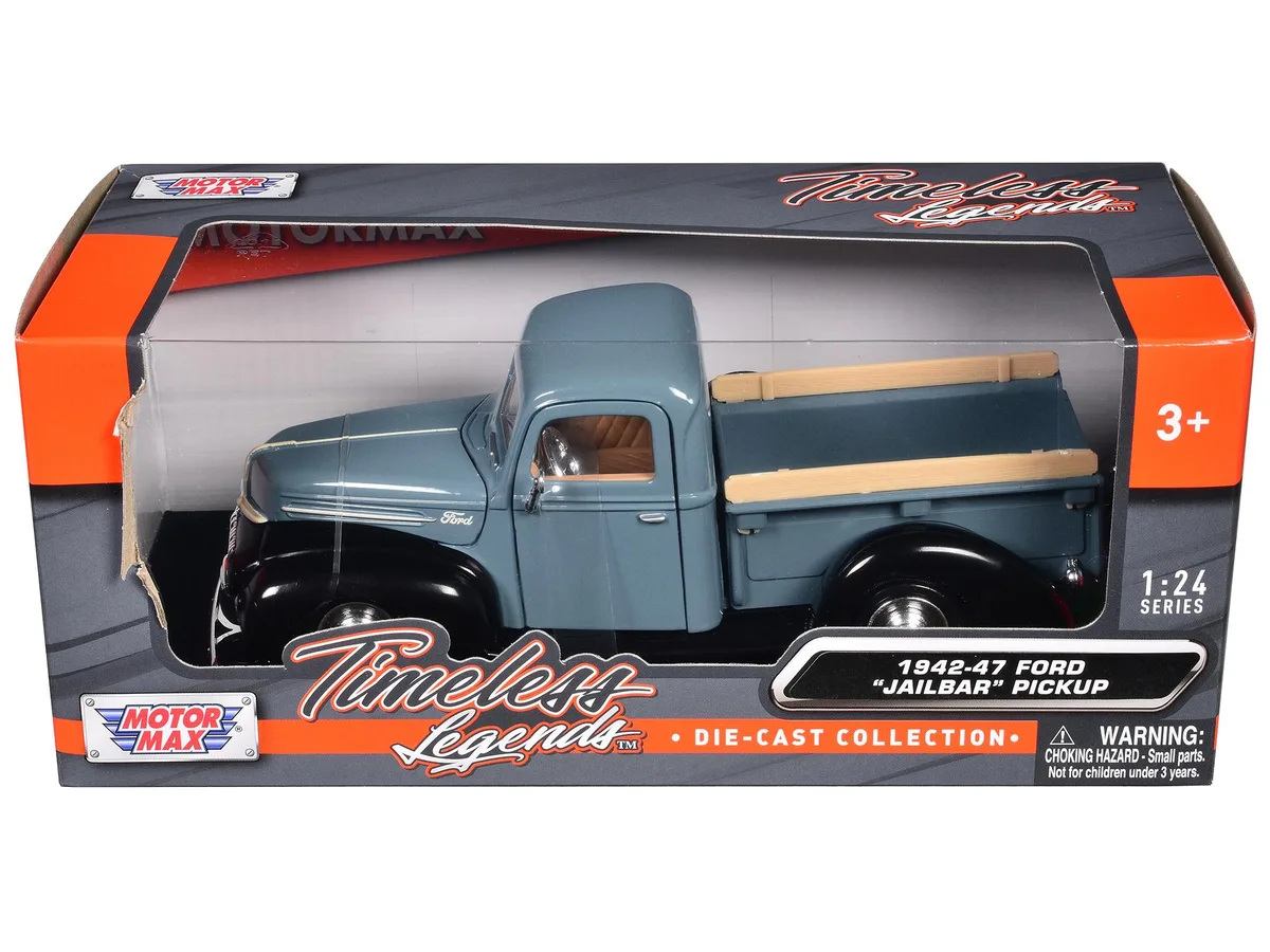 MOTORMAX MOTORMAX 1942-47 Ford "Jailbar" Pickup Truck Blue Black Timeless Legends 1/24 Diecast — product photo