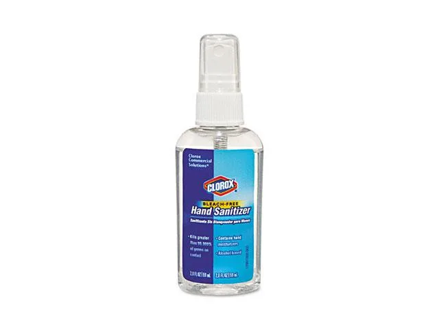 Small white 2-oz spray bottle with blue label
