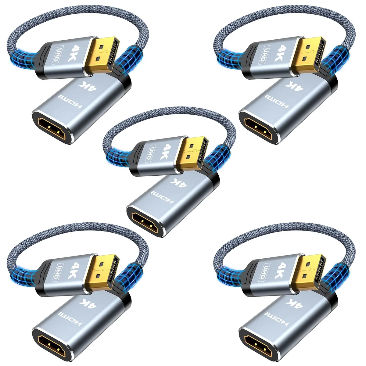 Vszerda Vszerda DisplayPort to HDMI adapter 5-pack passive 1FT internal power cable — product photo