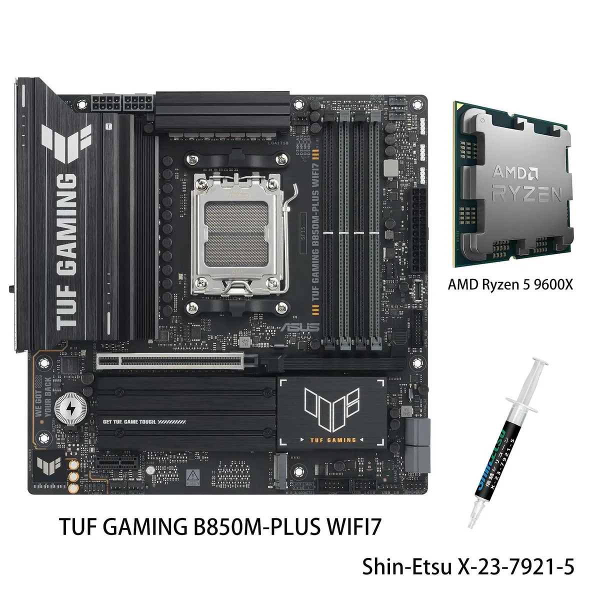 ASUS ASUS TUF GAMING B850M-PLUS WIFI7 + Ryzen 5 9600X AMD motherboard combo — product photo