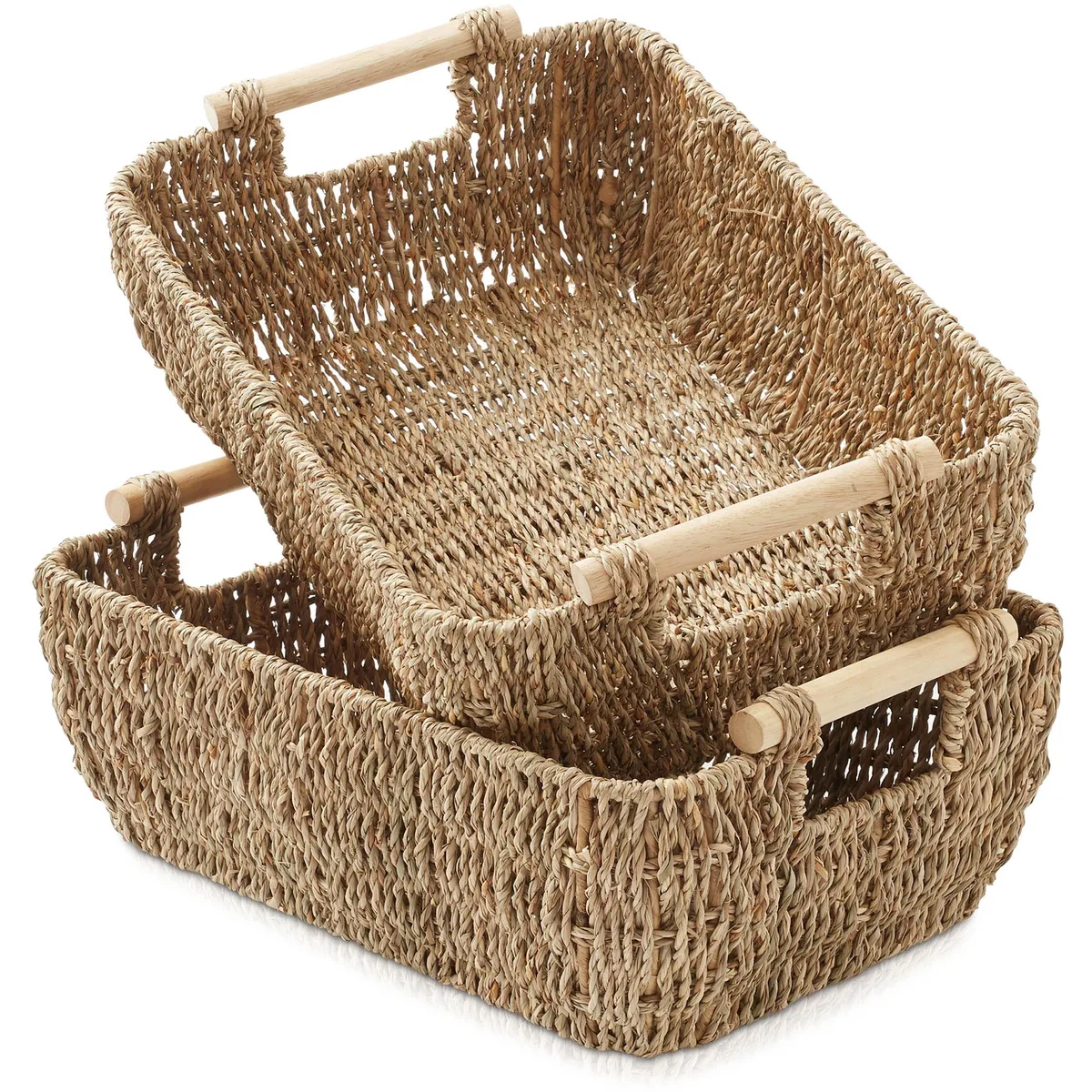 Casafield Casafield STO-S1222-NAT shelving, set of 2 large oval seagrass baskets, 17-1/2 x 13 x 6-3/4 in — product photo