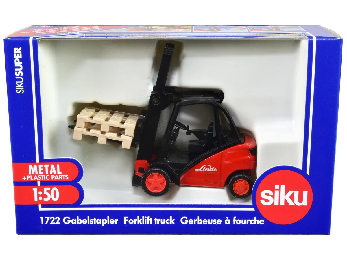 Siku Siku Linde Forklift Truck Red with 2 Pallet Accessories 1/50 Diecast Hobby Collectible — product photo