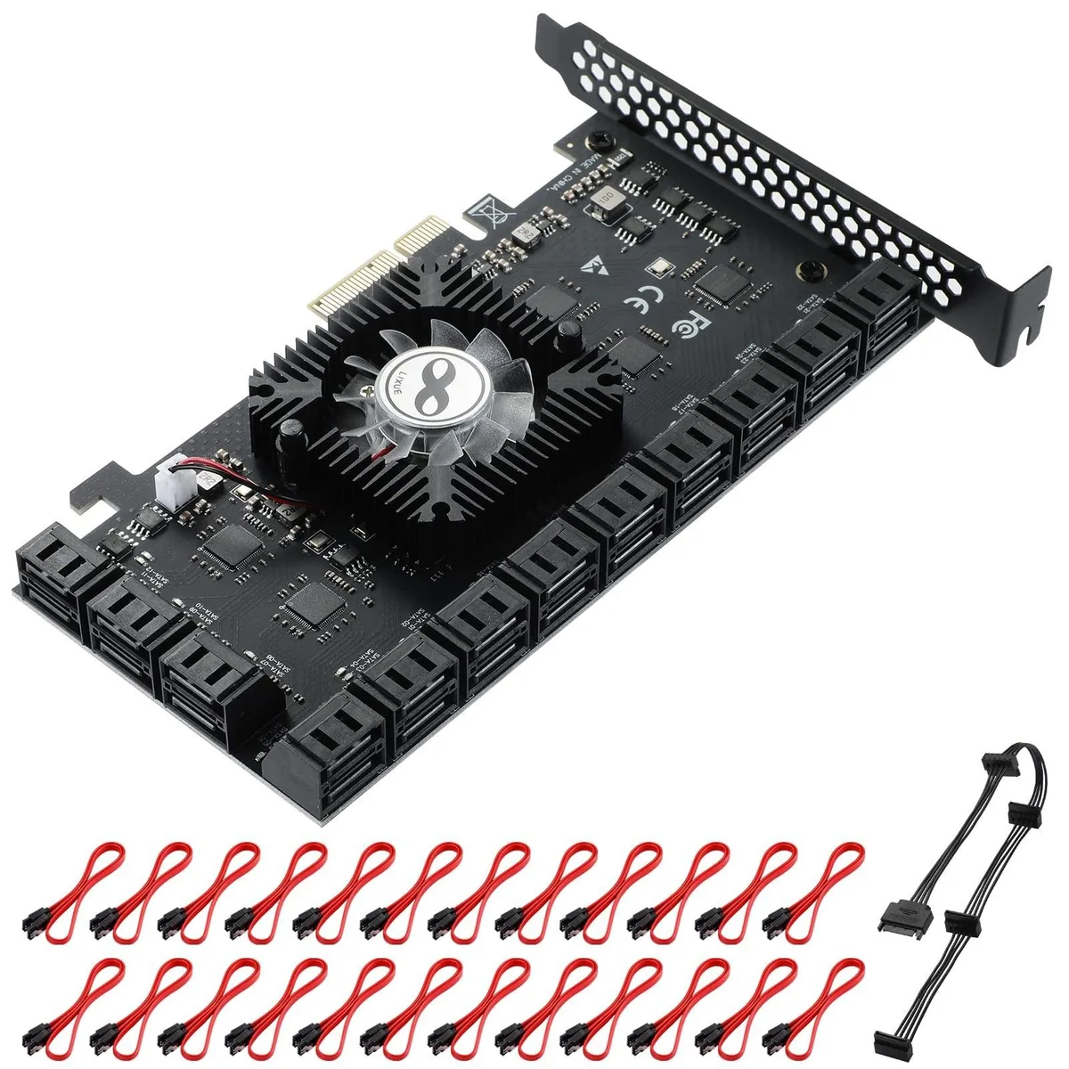 ALSEYE ALSEYE 24-Port SATA III PCIe Expansion Card 2 in 1 accessory — product photo