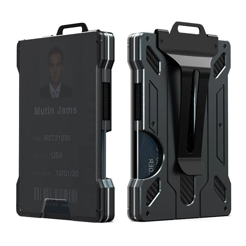 Corn Electronics Corn Electronics Slim Aluminum Wallet Black RFID 15 Cards ID Window Belt Clip — product photo