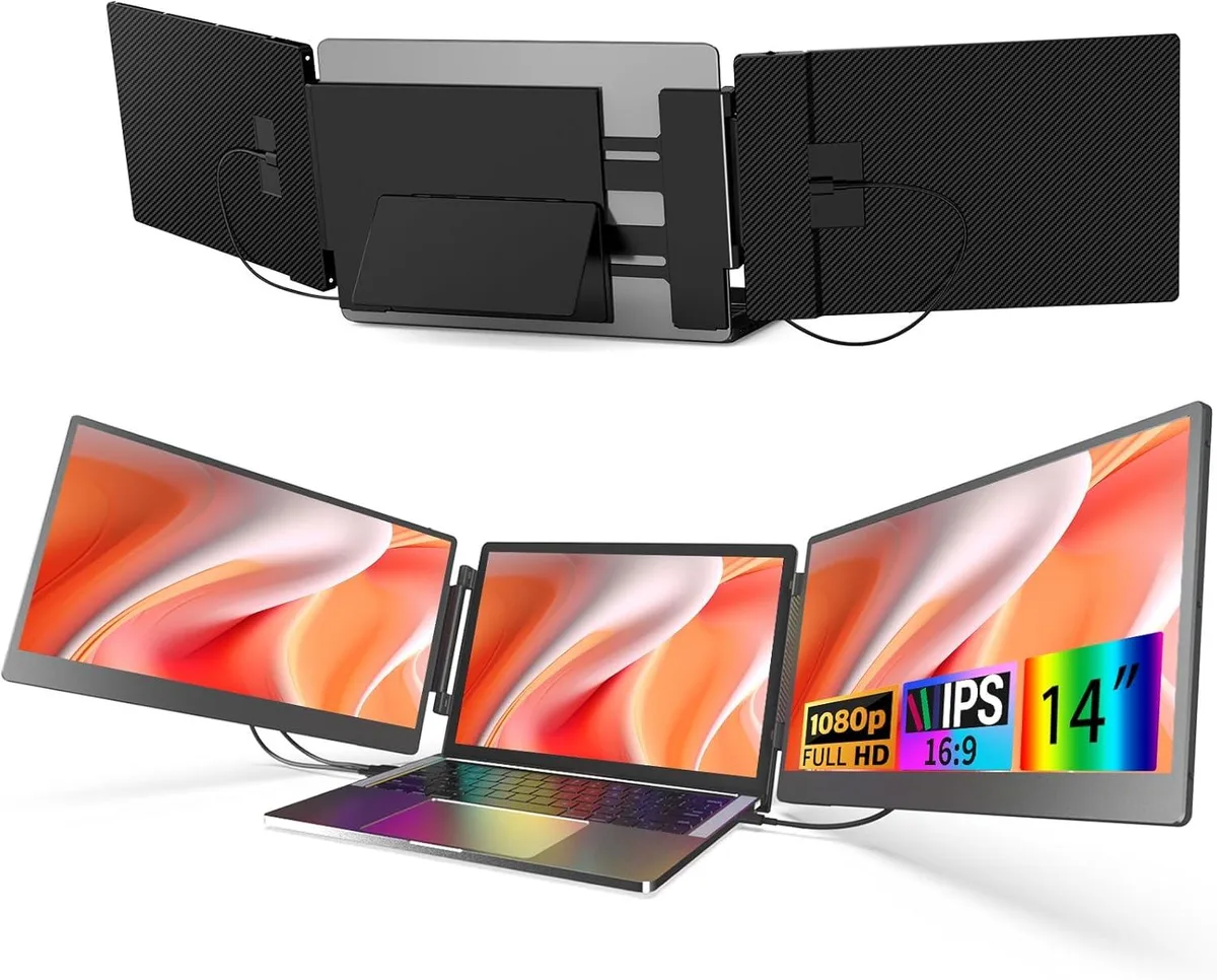 BFKK BFKK 14" FHD 1080P IPS Triple Laptop Screen Extender accessory — product photo