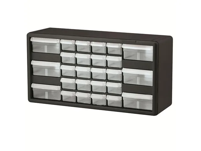 Black and grey stackable cabinet with 26 drawers