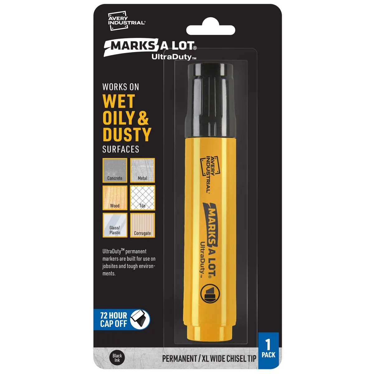  Marks A Lot UltraDuty XL 18mm Chisel Tip Permanent Marker Black — product photo