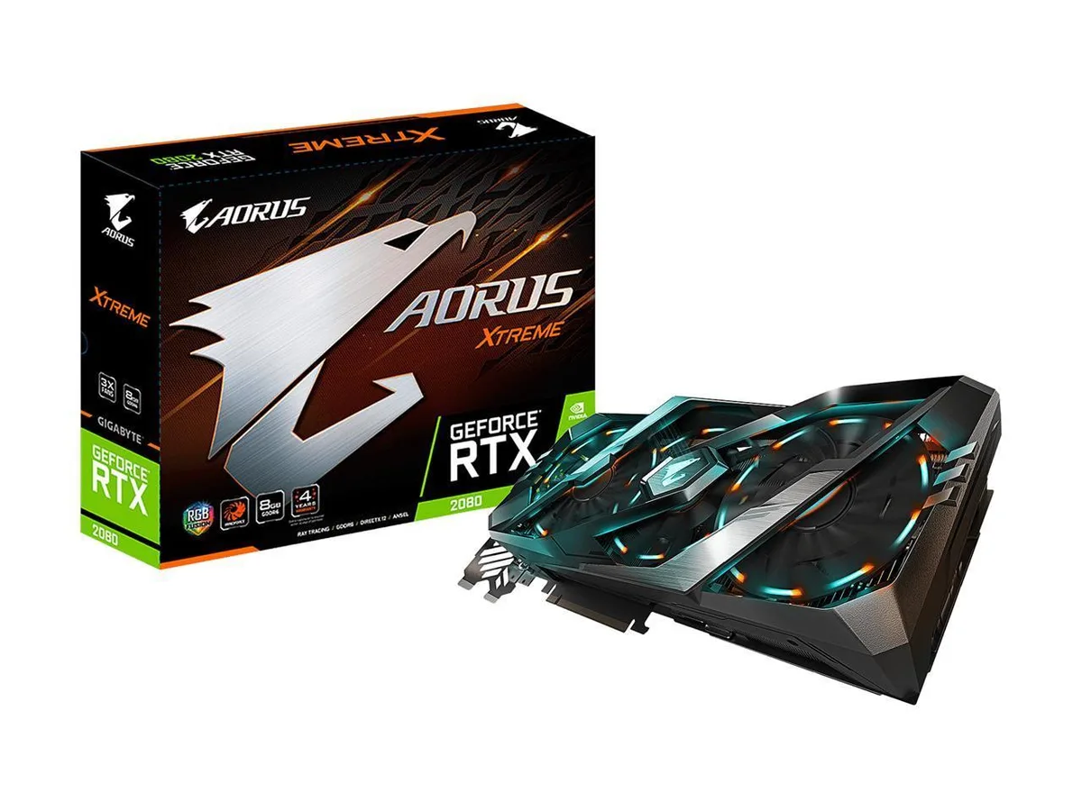 GIGABYTE GIGABYTE AORUS GeForce RTX 2080 XTREME 8G graphics card GV-N2080AORUS X-8GC — product photo