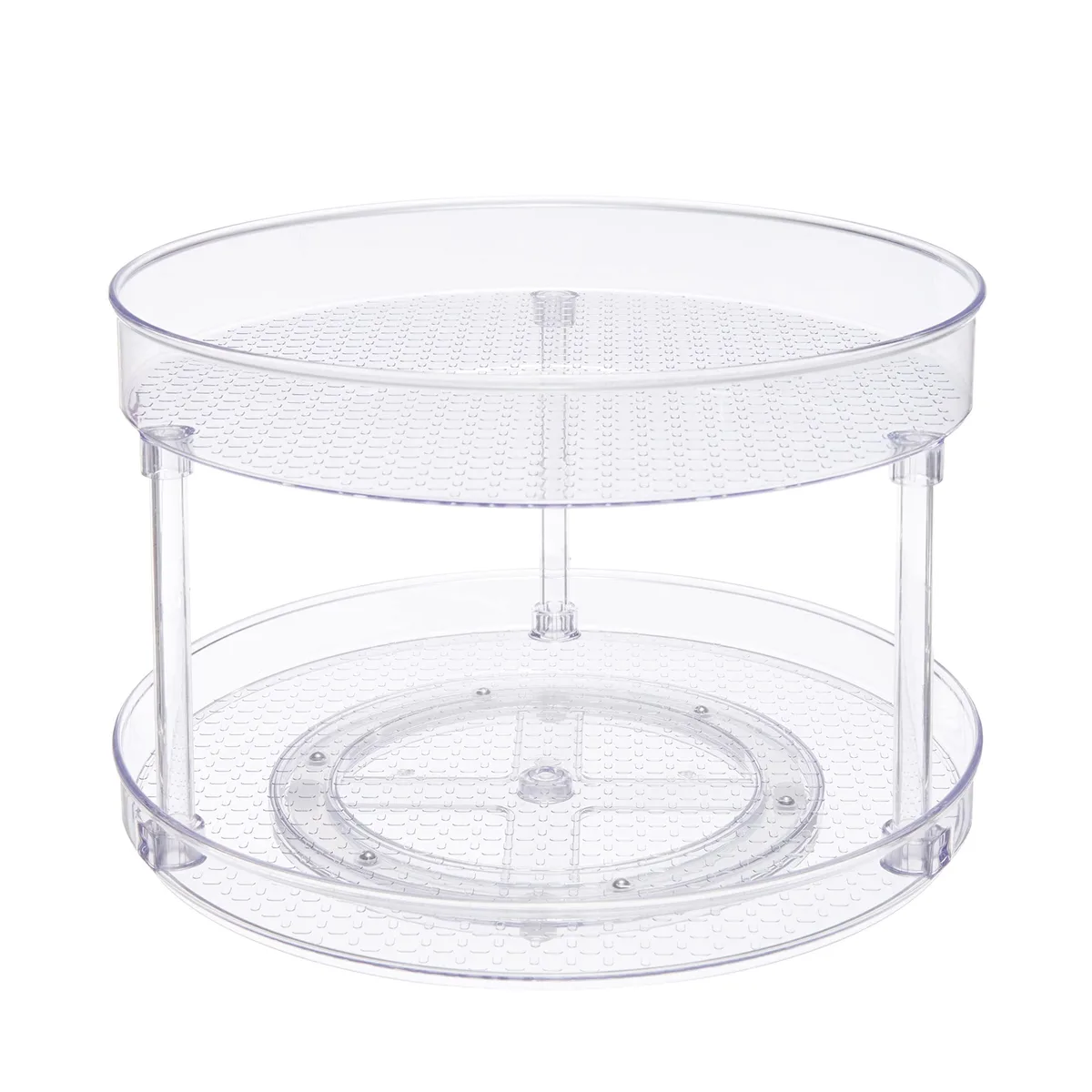 Two-tier clear plastic turntable organizer, 12 inch diameter