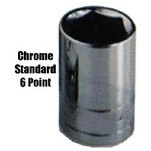 Chrome-finished 24 mm 1/2 inch drive socket, high-polish heat-treated steel