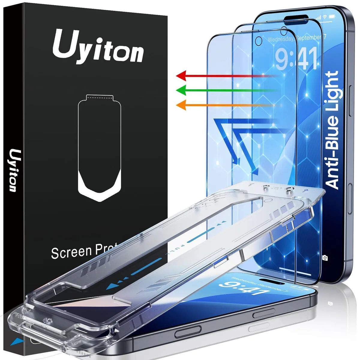  Uyiton Anti-Blue Light Tempered Glass Screen Protector for iPhone 16 Pro Max 2 Pack — product photo