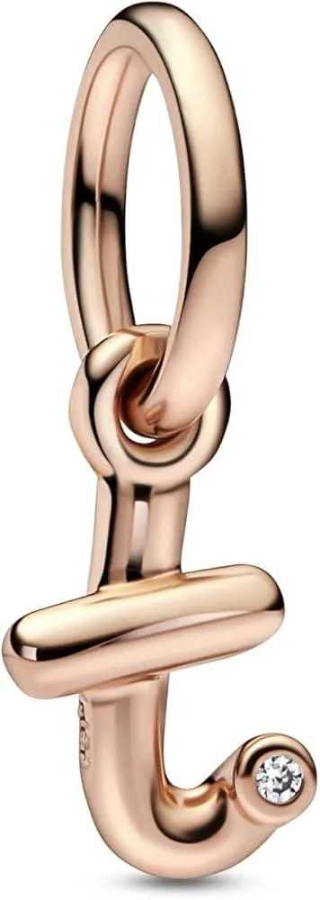 PANDORA PANDORA Letter T Script Alphabet Dangle Charm 14k Rose Gold-plated Silver — product photo
