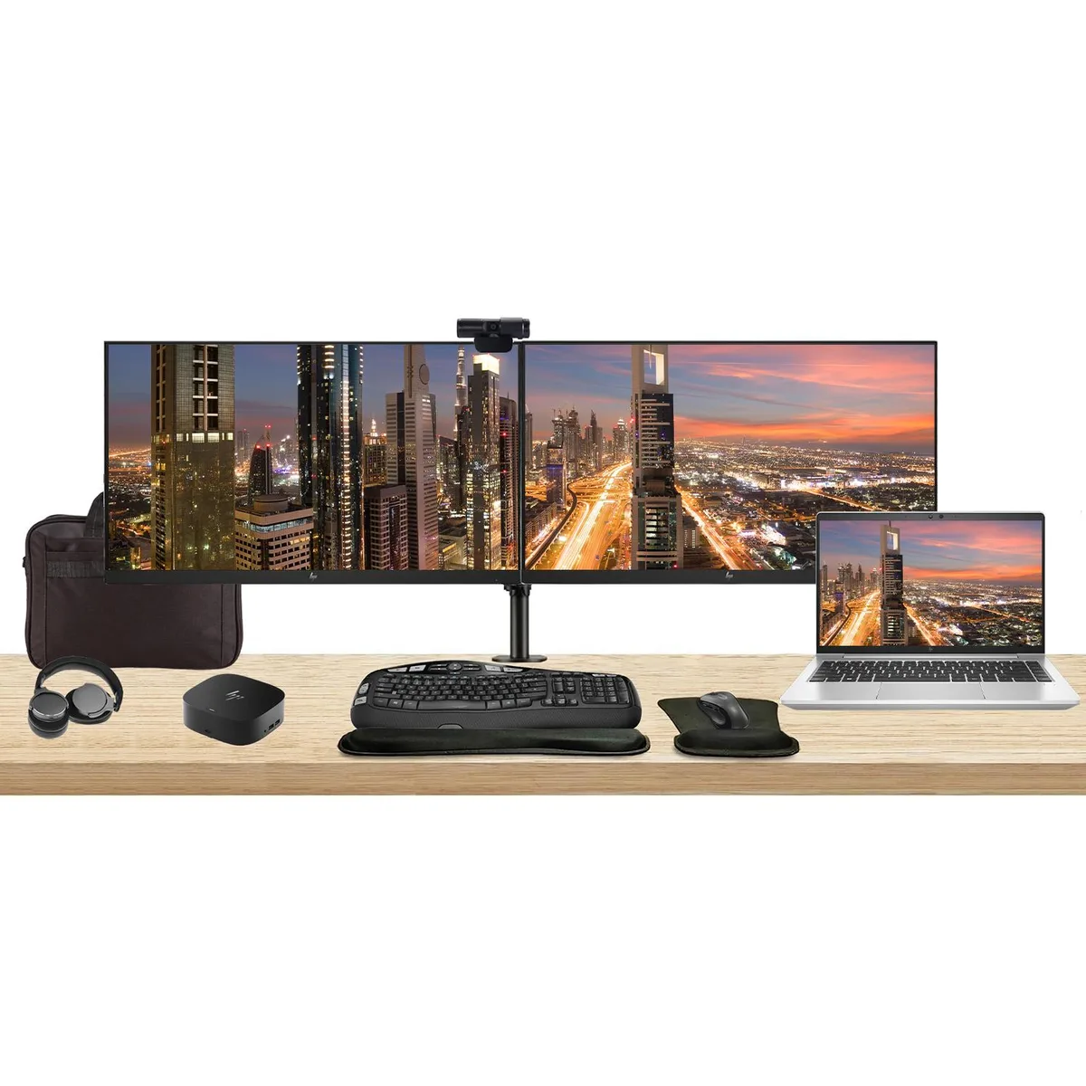 HP HP EliteBook 645 G10 14" Ryzen 7 7730U 16GB 512GB Bundle with 2 x 27" Monitors, Dock, Peripherals, Bag — product photo