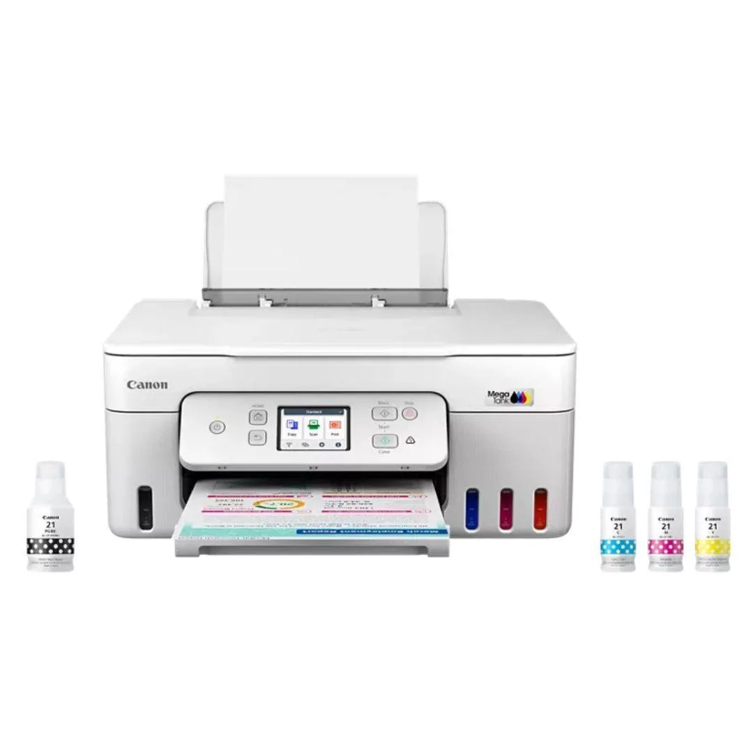 Canon Canon MegaTank PIXMA G3290 Wireless 3-in-1 White Inkjet Printer with 2.7-inch LCD Touchscreen — product photo