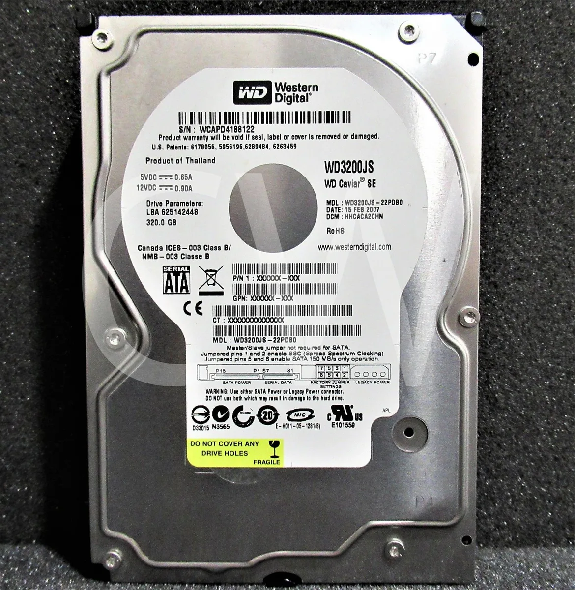 Western Digital Western Digital WD3200JS-22PD80 320GB 7200RPM 8MB 3.5" SATA internal hard drive — product photo