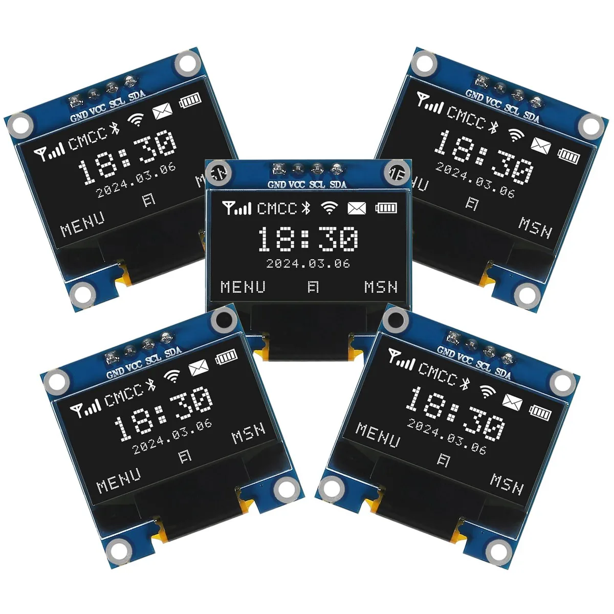 KEHIPI KEHIPI 5PCS 0.96 Inch OLED I2C Display Module 128x64 SSD1306 White — product photo