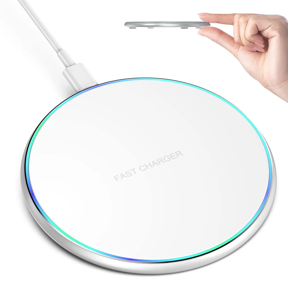  Eisreho W8 White 15W wireless charger USB-C 3A — product photo