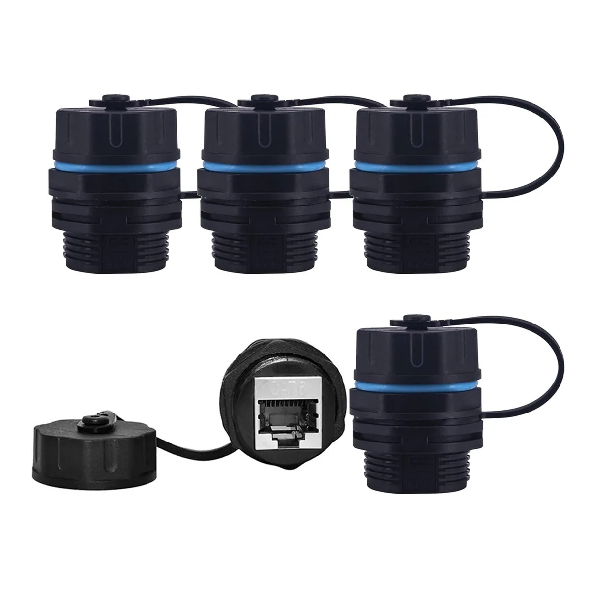 Vszerda Vszerda Panel Mounting Waterproof RJ45 Coupler Shielded Cat6 5 PCS — product photo