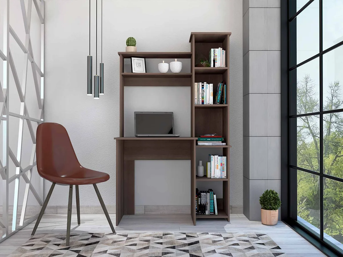 FM FURNITURE FM FURNITURE FM5202ELV Desk 24.8" W 17.8" D 27.8" H 6 Shelves Smokey Oak — product photo
