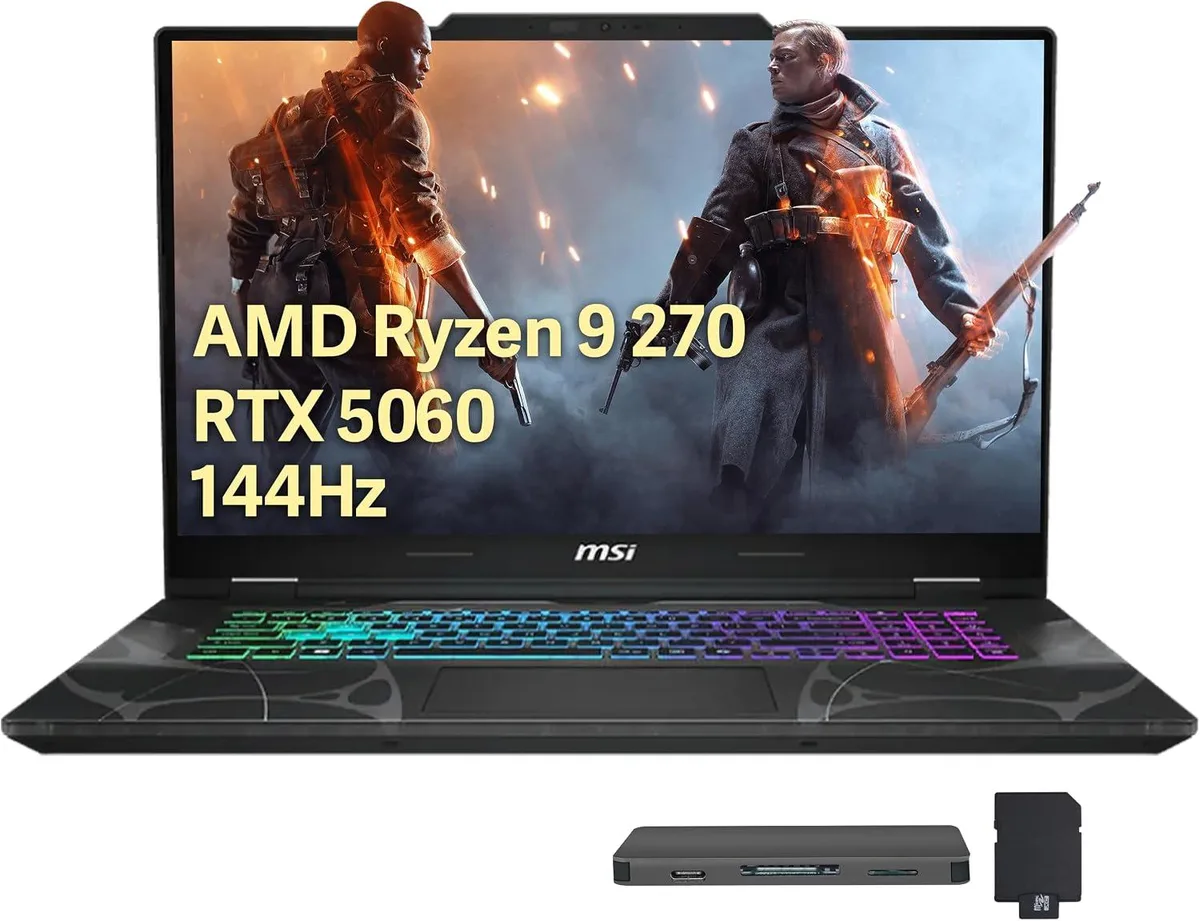 MSI MSI Cyborg A15 AI 15.6" FHD 144Hz Gaming Laptop, Ryzen 9 270, RTX 5060, 32GB DDR5 — product photo