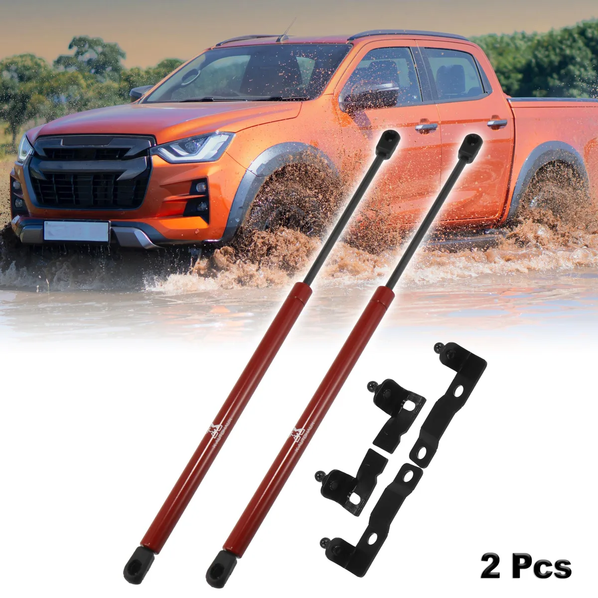 Unique-Bargains Unique-Bargains Front Hood Gas Struts Red ISUZU D-Max 2005-2012 — product photo