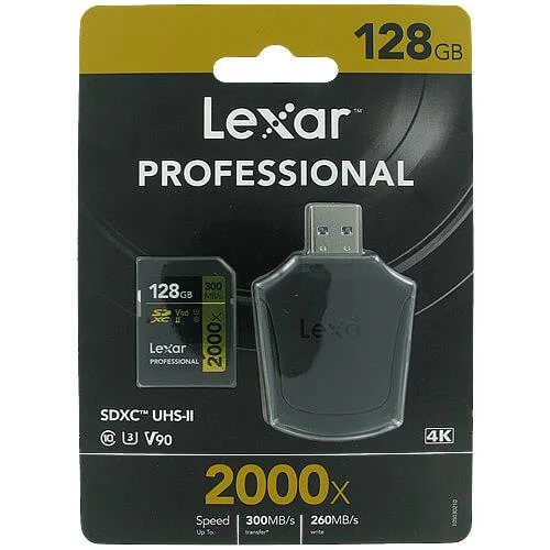 Lexar Lexar 128GB SDXC 2000x UHS-II U3 V90 CYU memory card — product photo