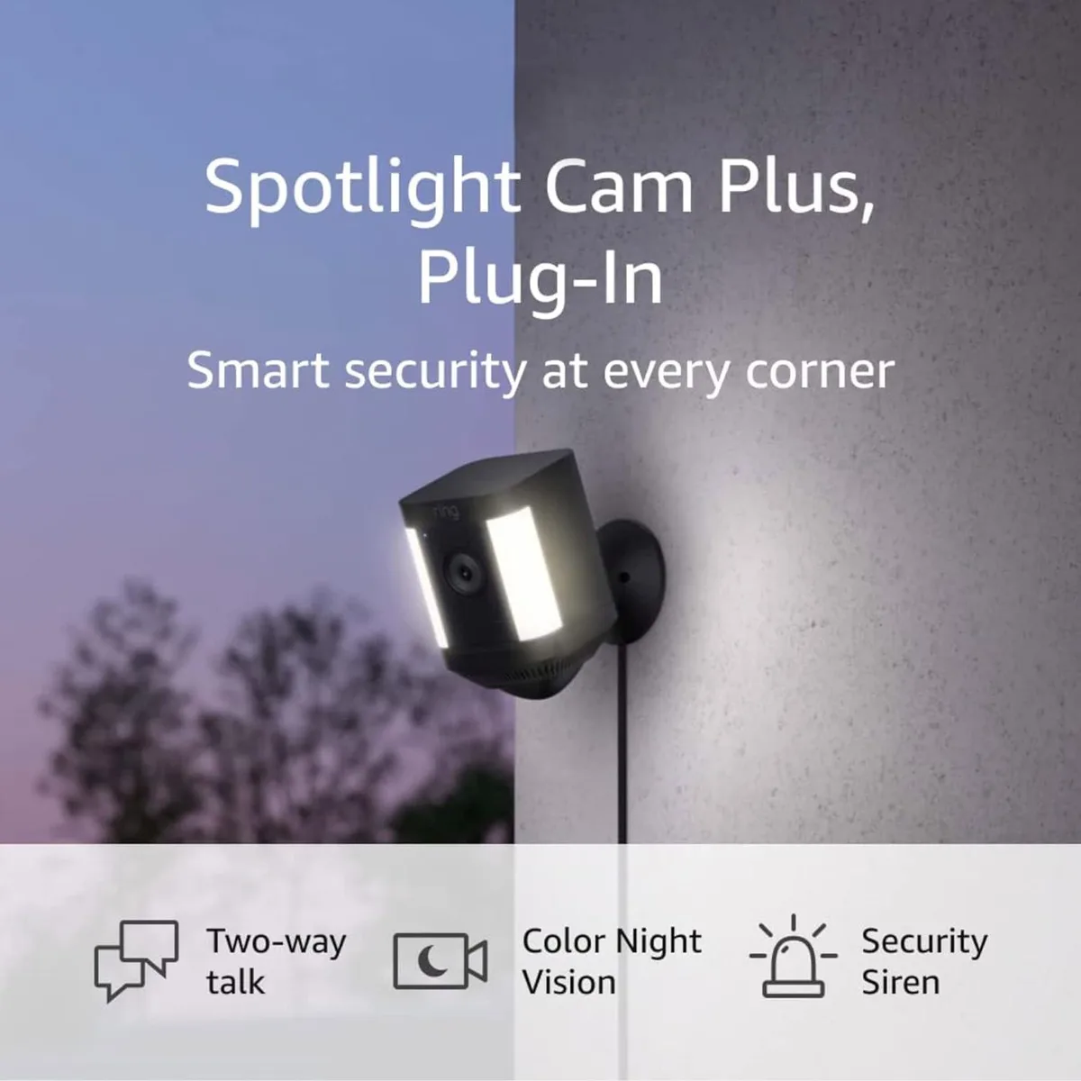PISKEKAT PISKEKAT Spotlight Cam Plus Plug-in Security Camera 1080p Color Night Vision 2022 Black — product photo