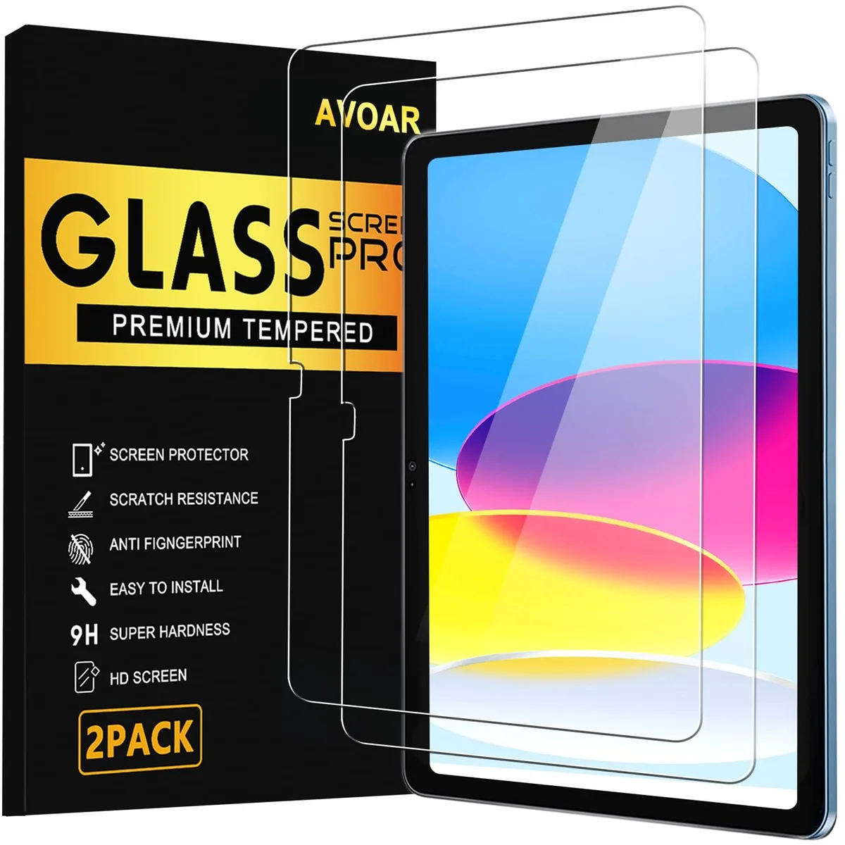 AVOAR Anti Glare Tempered Glass Screen Protector 2 Pack iPad 11th 10th Gen 10.9 — product photo