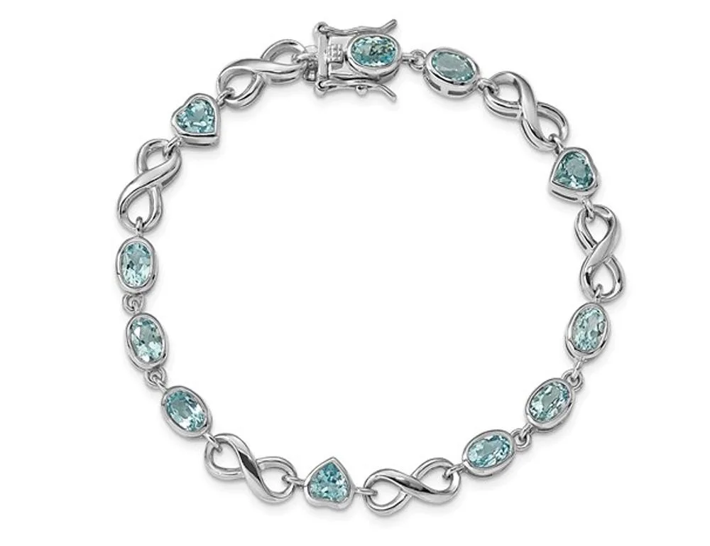 Gem &amp; Harmony Gem &amp; Harmony 5.90 Carat Blue Topaz Infinity Heart Bracelet Sterling Silver 7.75 Inches — product photo