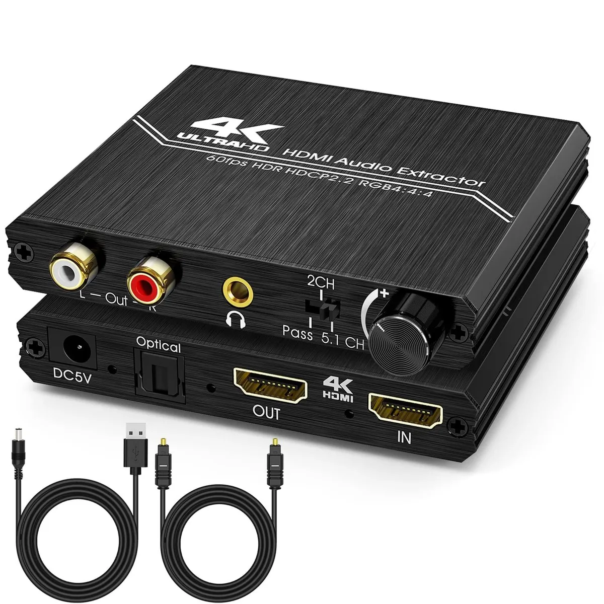 Tendak Tendak HDMI Audio Extractor 4K@60Hz Optical 3.5mm RCA Volume Control 2 in 1 accessory — product photo
