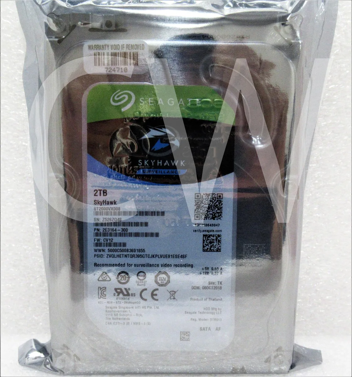Seagate Seagate SkyHawk ST2000VX008 2TB 7200RPM 64MB 3.5" SATA internal hard drive — product photo
