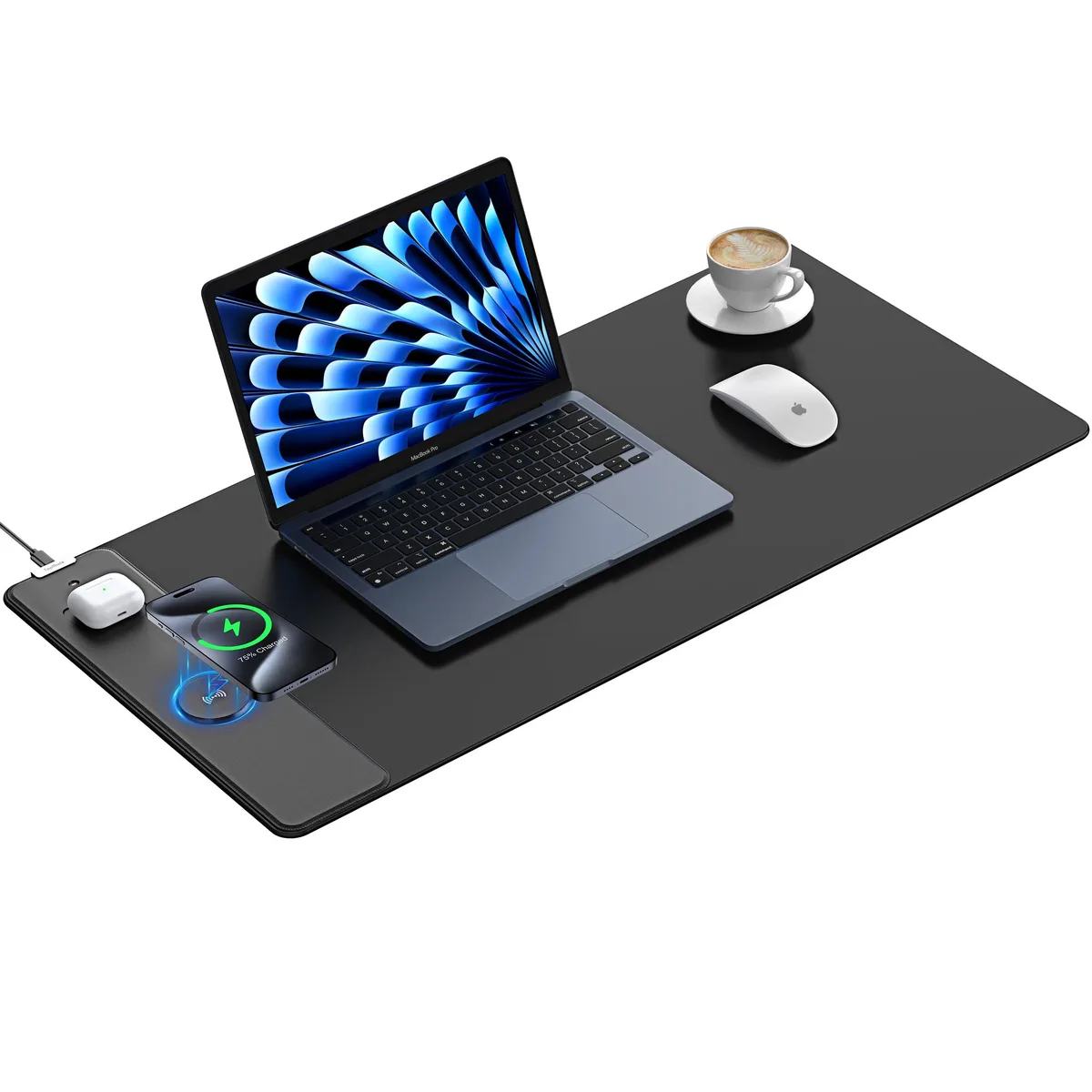 TopMade HD76 Wireless Charging Mouse Pad 31.5x15.8in Black — product photo