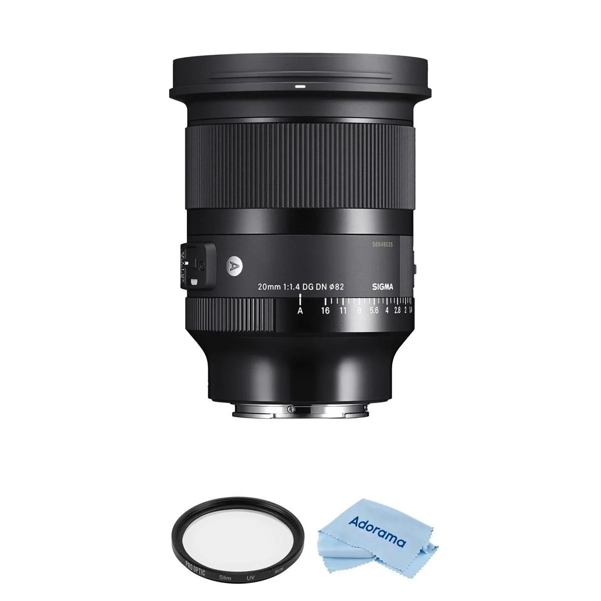 SIGMA SIGMA 20mm f/1.4 DG DN Art Lens for Sony E with 82mm UV Filter &amp; Cloth — product photo