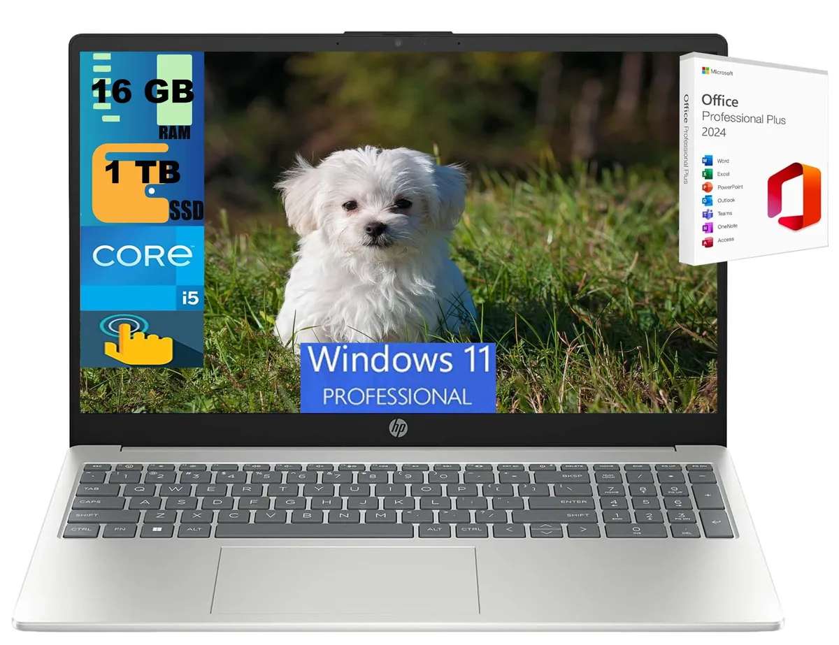 HP HP 15 laptop i5-1235U 10-core 16GB 1TB SSD 15.6" HD touch Silver — product photo