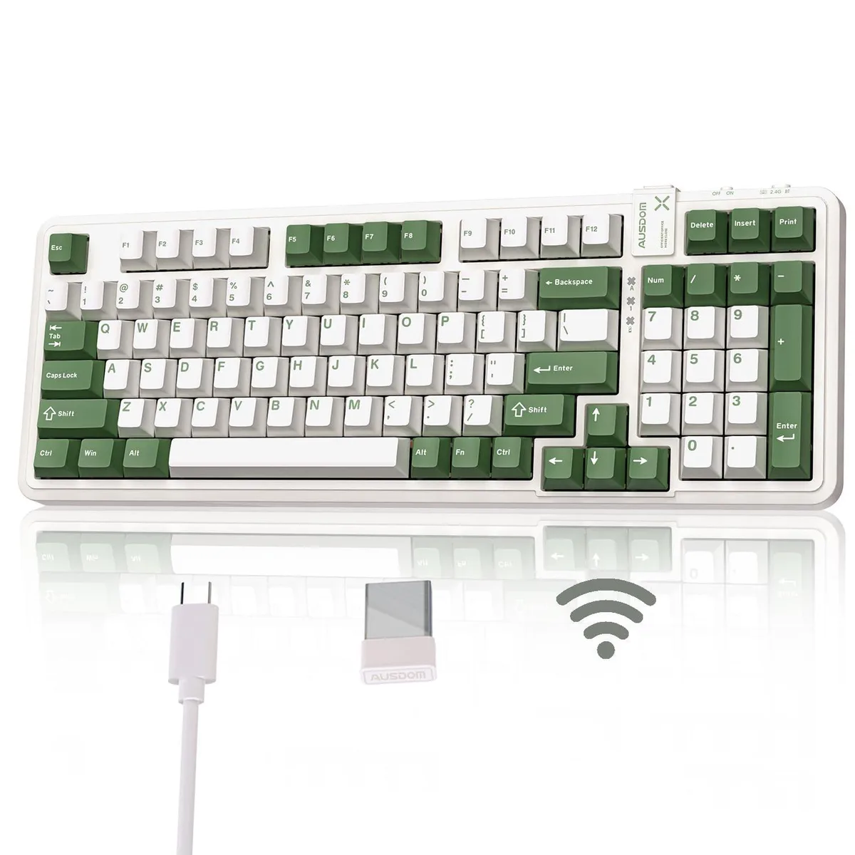 Vszerda Vszerda 98Pro Wireless Mechanical Gaming Keyboard Green & White 97 keys — product photo