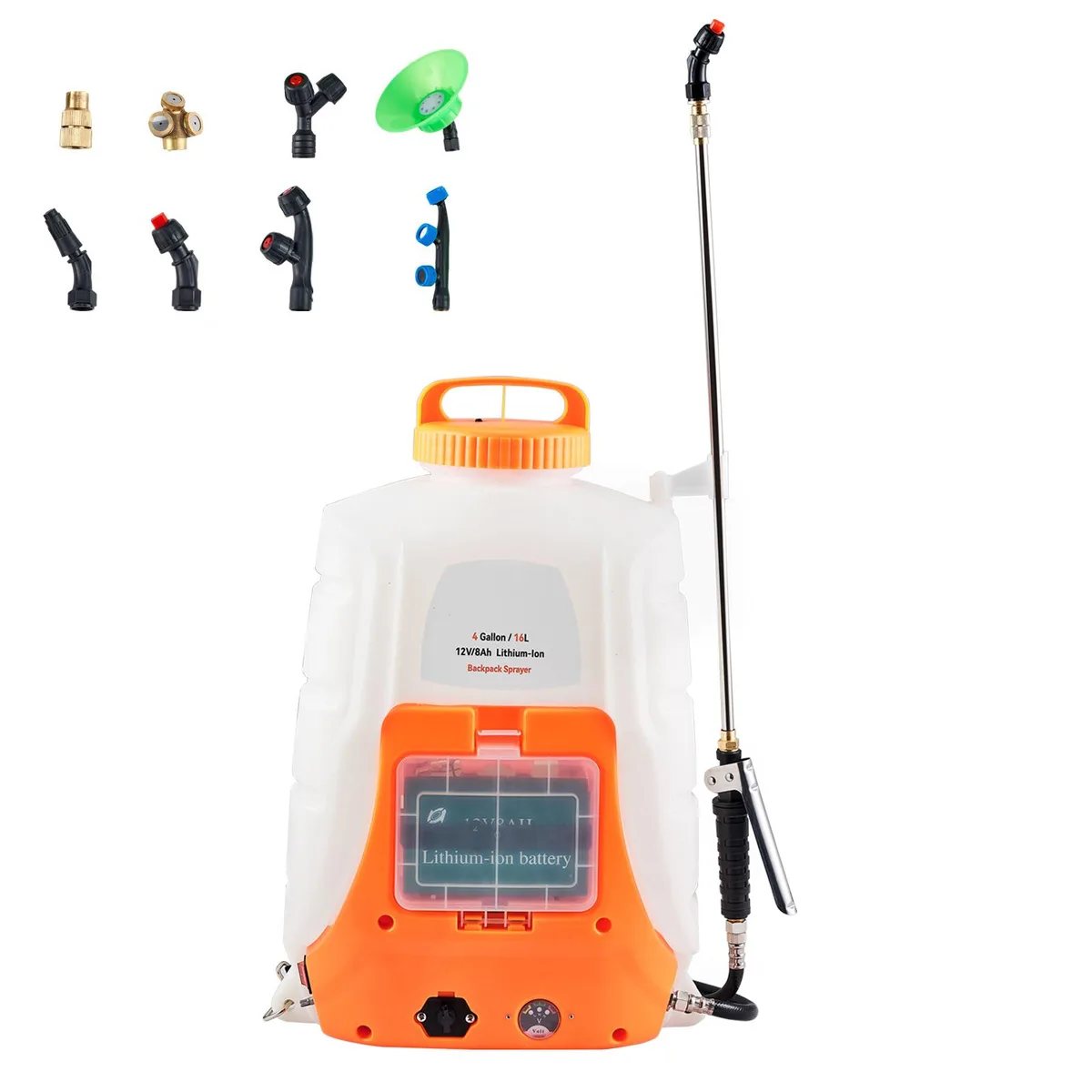 VEVOR VEVOR Battery Powered Backpack Sprayer 4 Gal 0-90 PSI 12V 8Ah 8 Nozzles 2 Wands — product photo