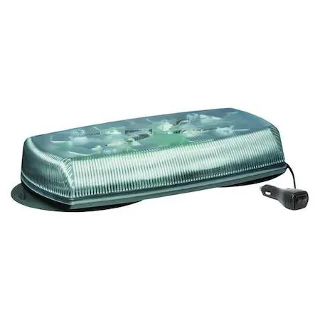 Rectangular amber LED mini lightbar, fifteen inches long, clear lens, eight heads, plug connection