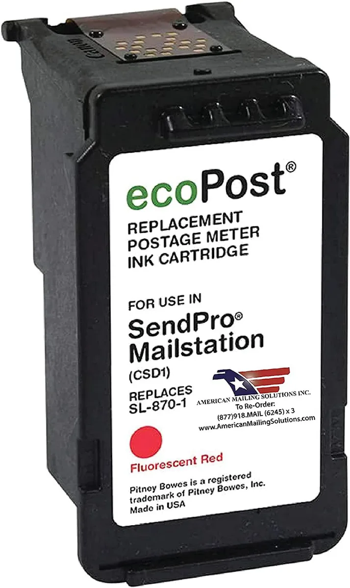 American Solutions Inc. American Solutions Inc. Red Fluorescent Ink Cartridge 870-1 for SendPro Mailstation — product photo