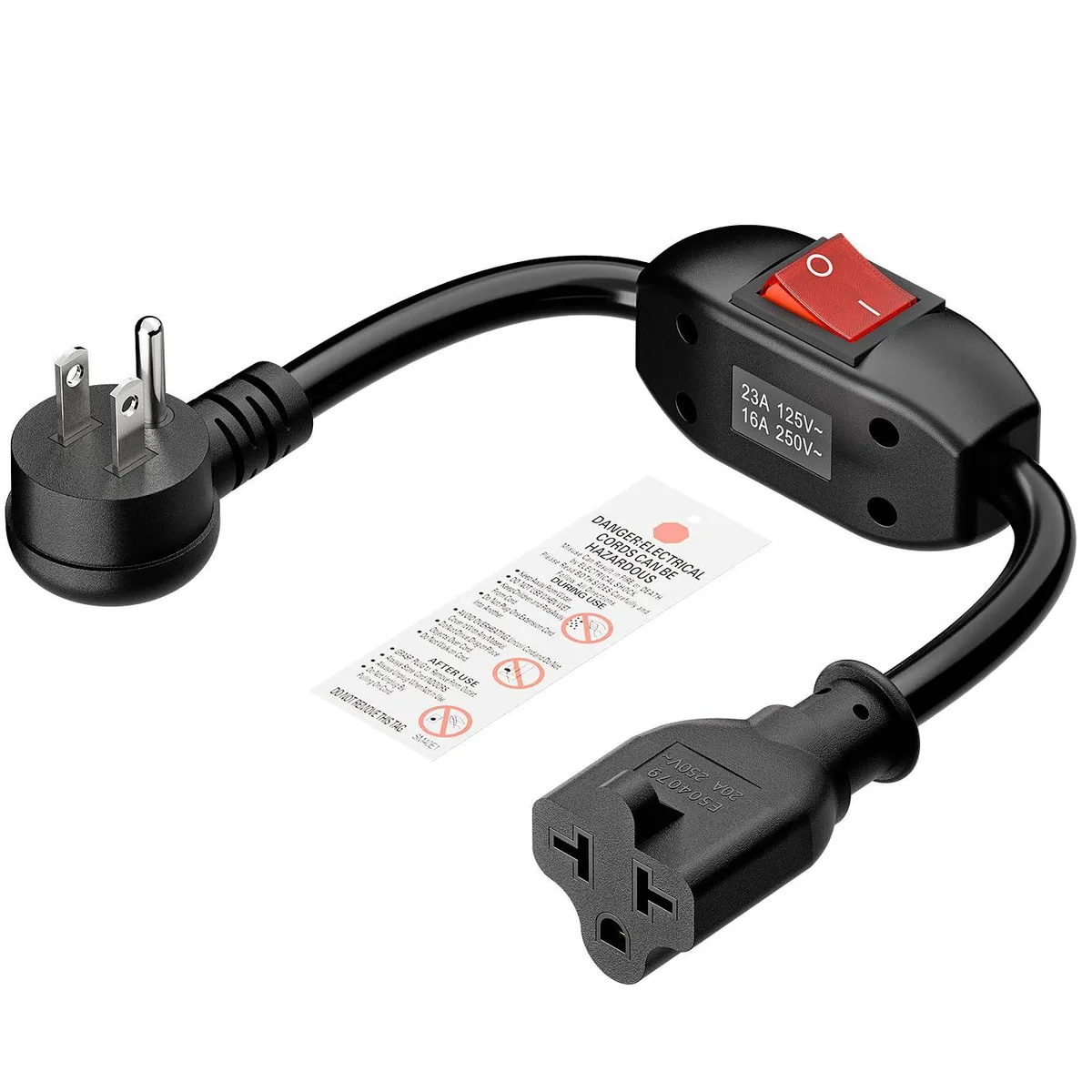  Plugrand WA-003L1 12AWG 15A to 4-in-1 T-blade adapter cord 1ft — product photo