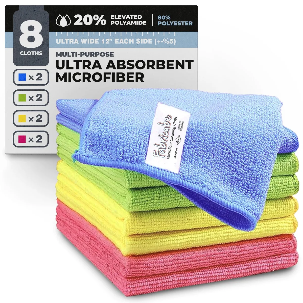  3M Microfiber Cleaning Cloths 20% Polyamide Pack of 8 12 in — product photo