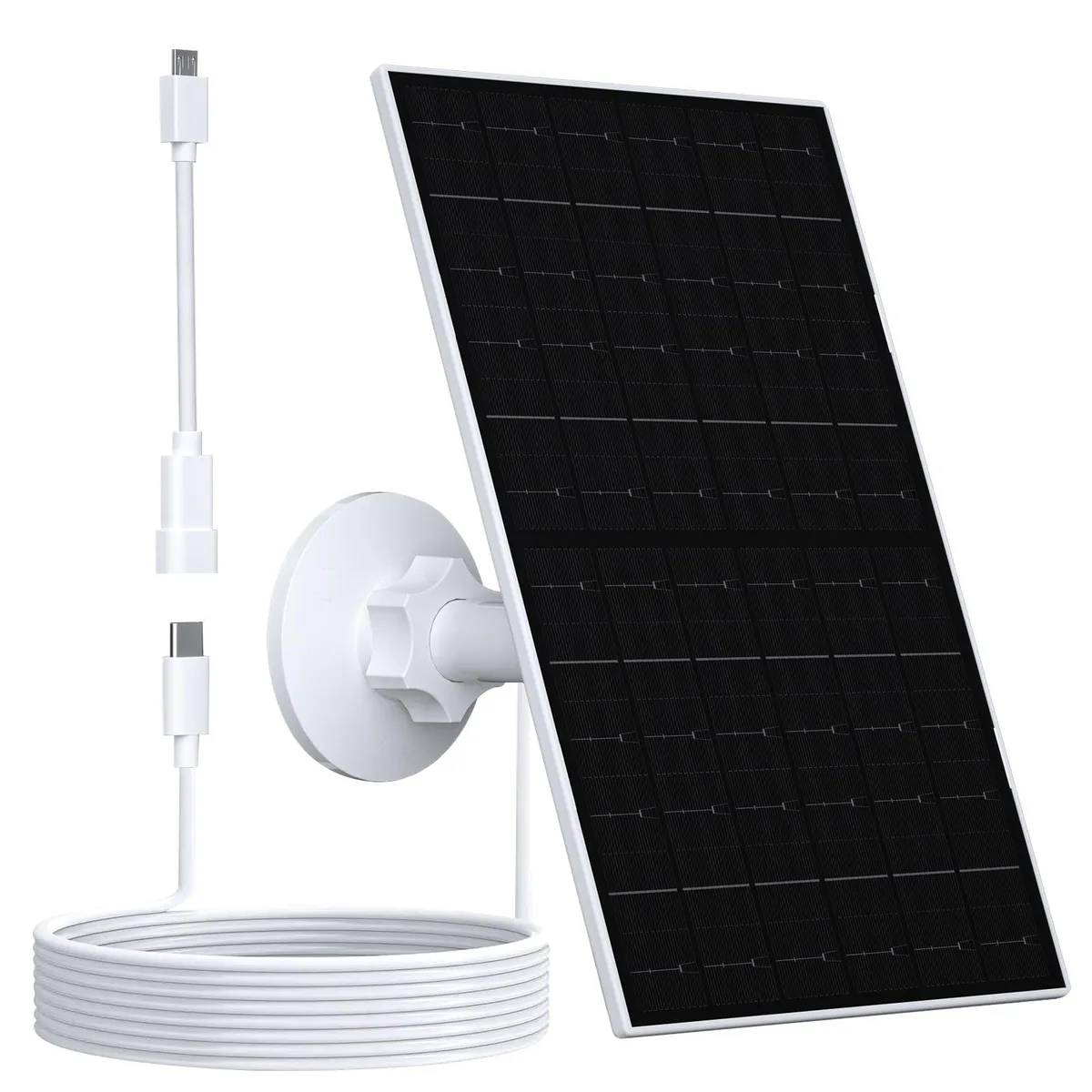 Rectangular black solar panel with 360° mount and 7.2ft cable