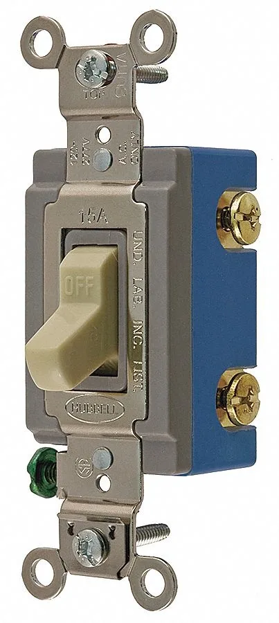 Hubbell Incorporated Hubbell Incorporated HBL1203I 15 A 120/277 V 3-way toggle switch, ivory — product photo