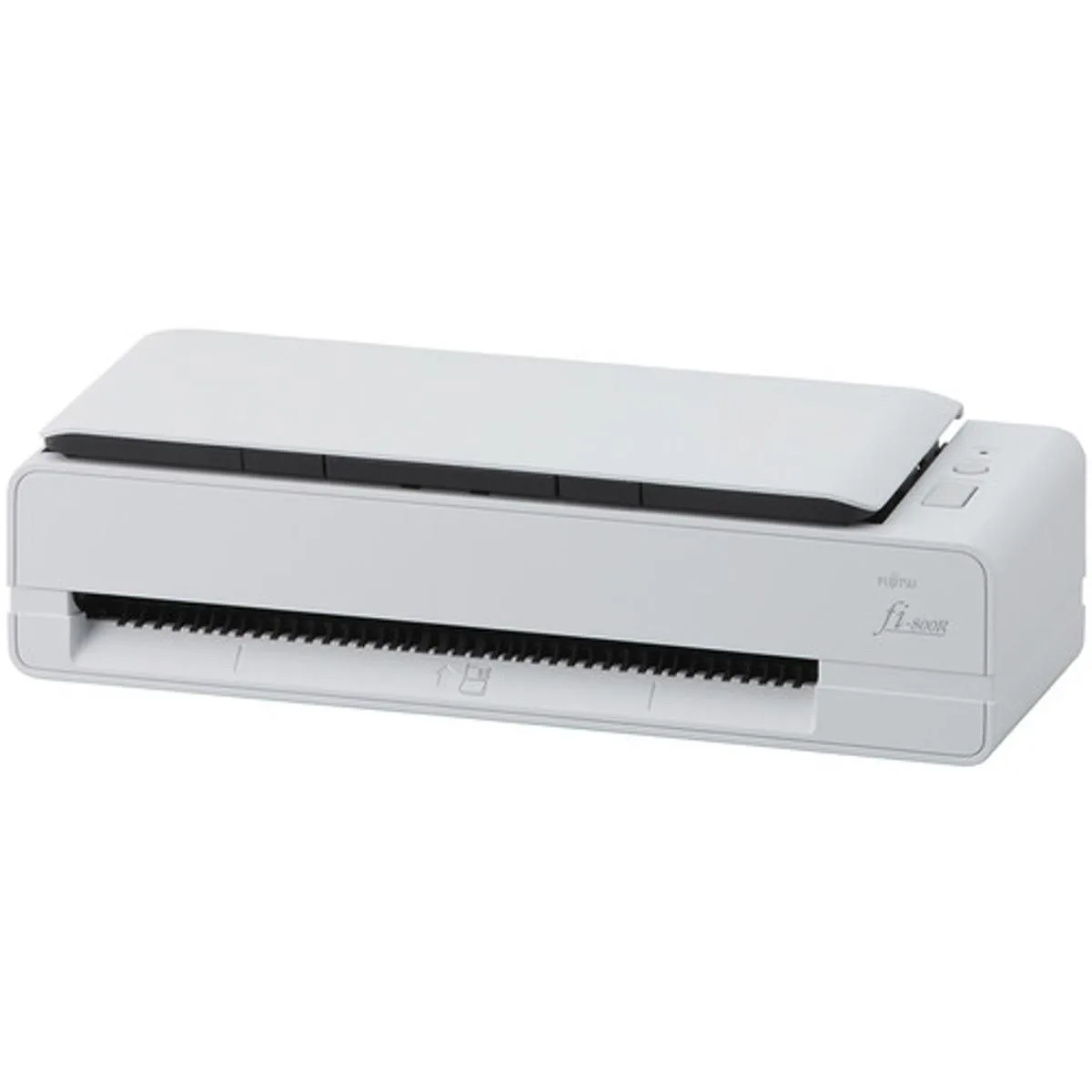Compact white document scanner with front and top feed slots