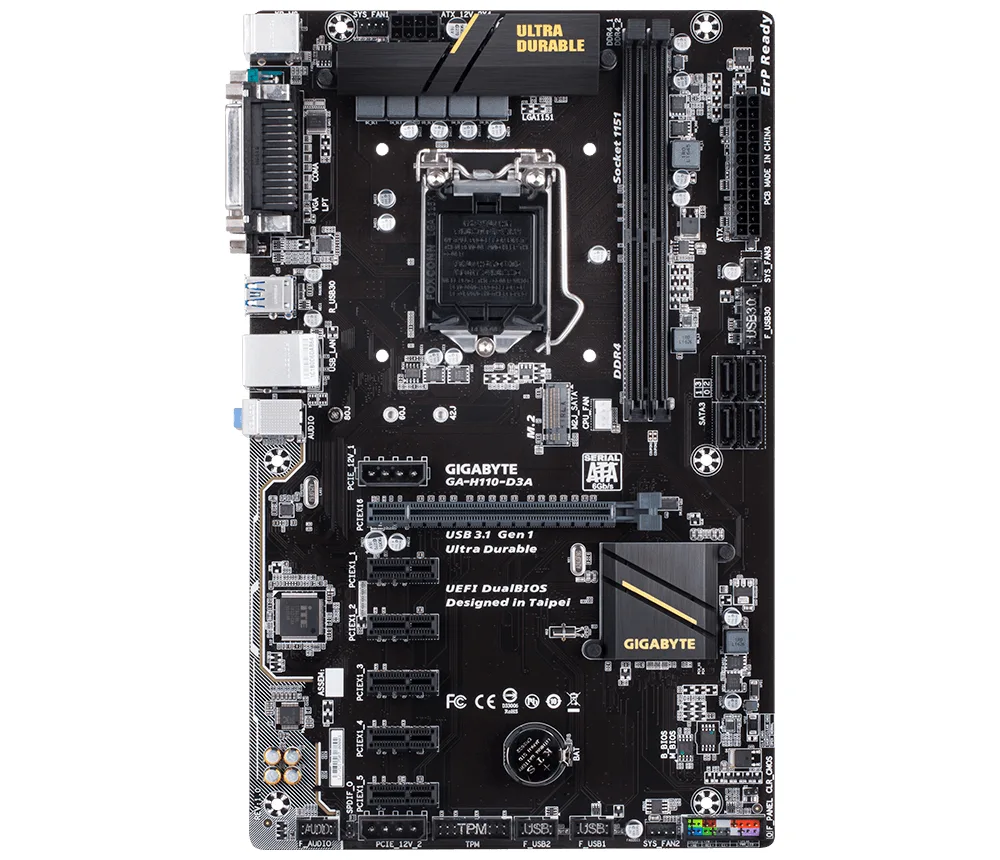 GIGABYTE GIGABYTE GA-H110-D3A Intel H110 LGA 1151 ATX motherboard — product photo