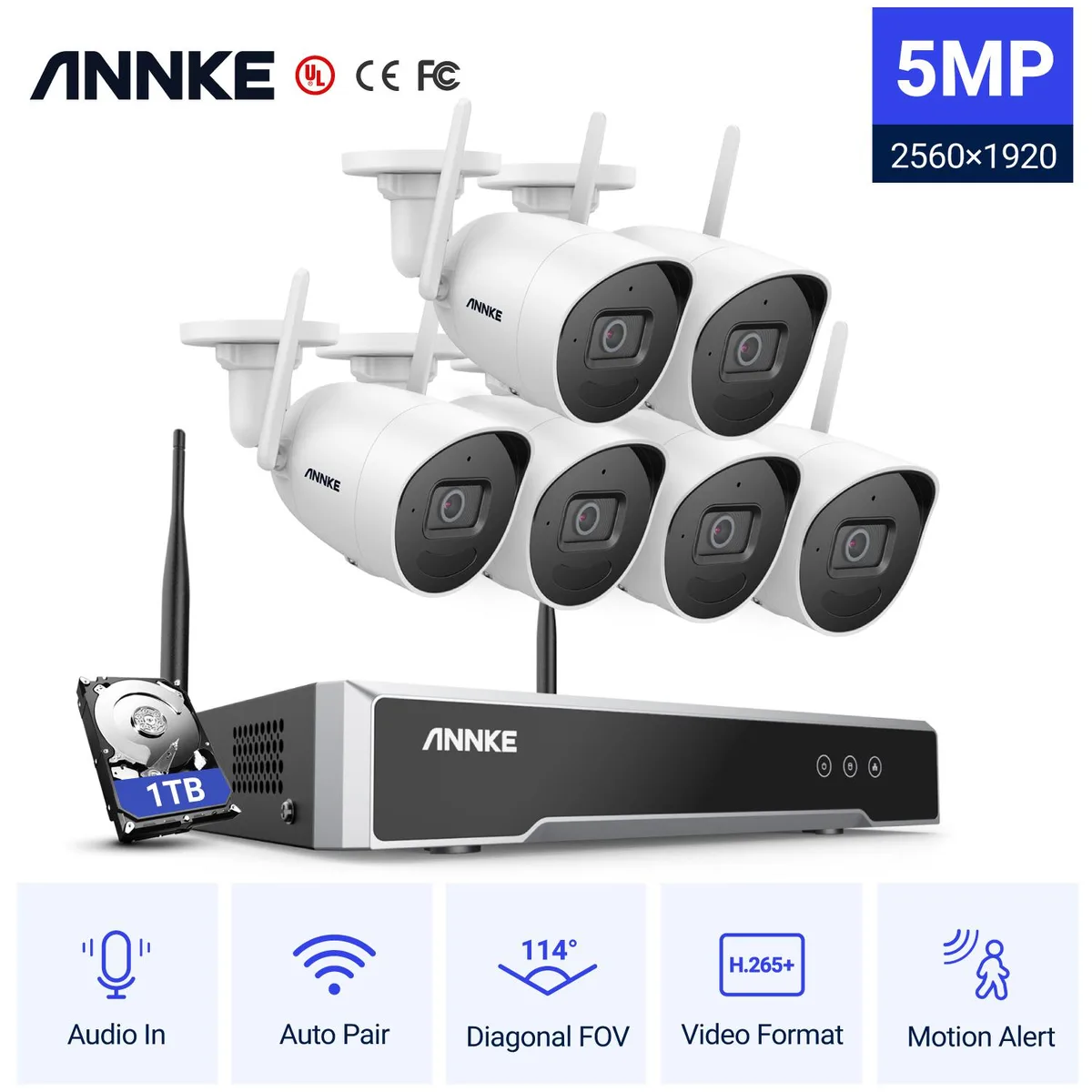 Annke Annke 8 Channel 5MP Wireless NVR Kit 6 Cameras 1TB HDD — product photo