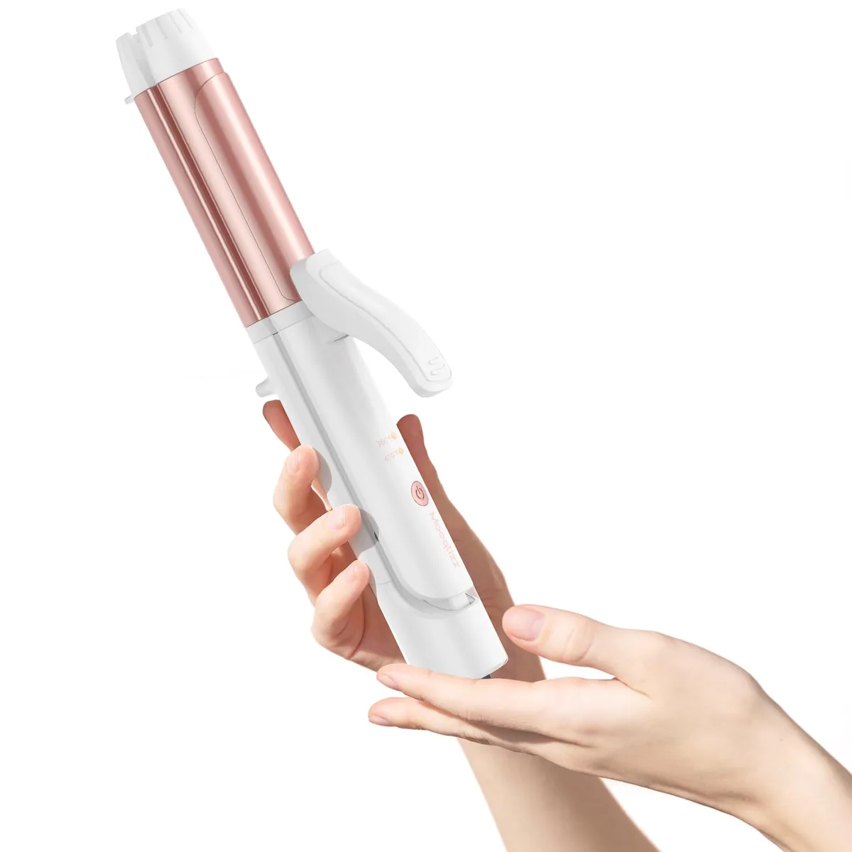  Mooqlizz Dual Voltage Curling Iron White 1.2 Inch 100-240V — product photo