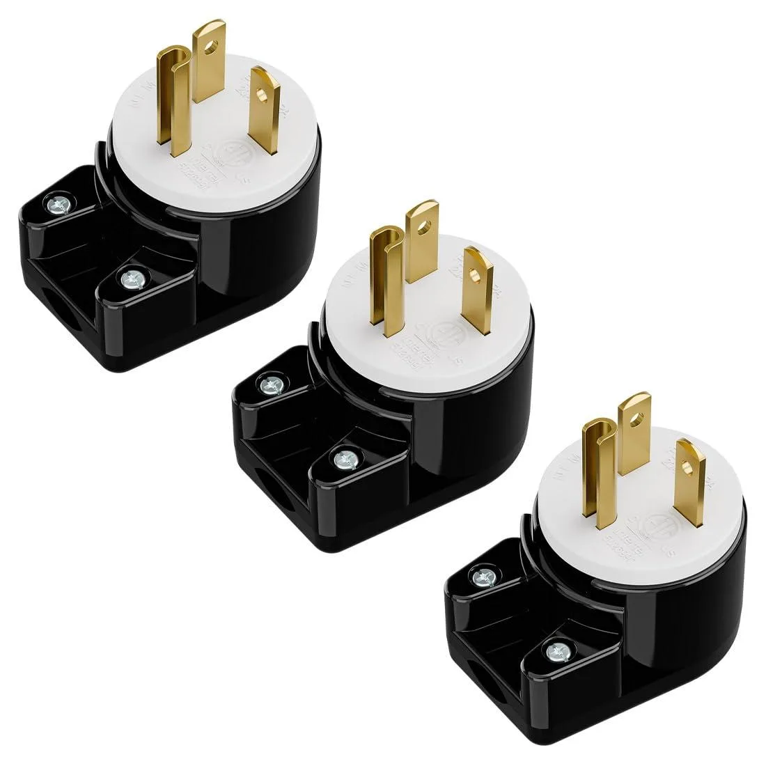 LORDWORLD LORDWORLD 3-Prong Male AC Plug Right Angle ETL Nema 5-20P 20A 125V 12 Direction Rotatable Black/White — product photo