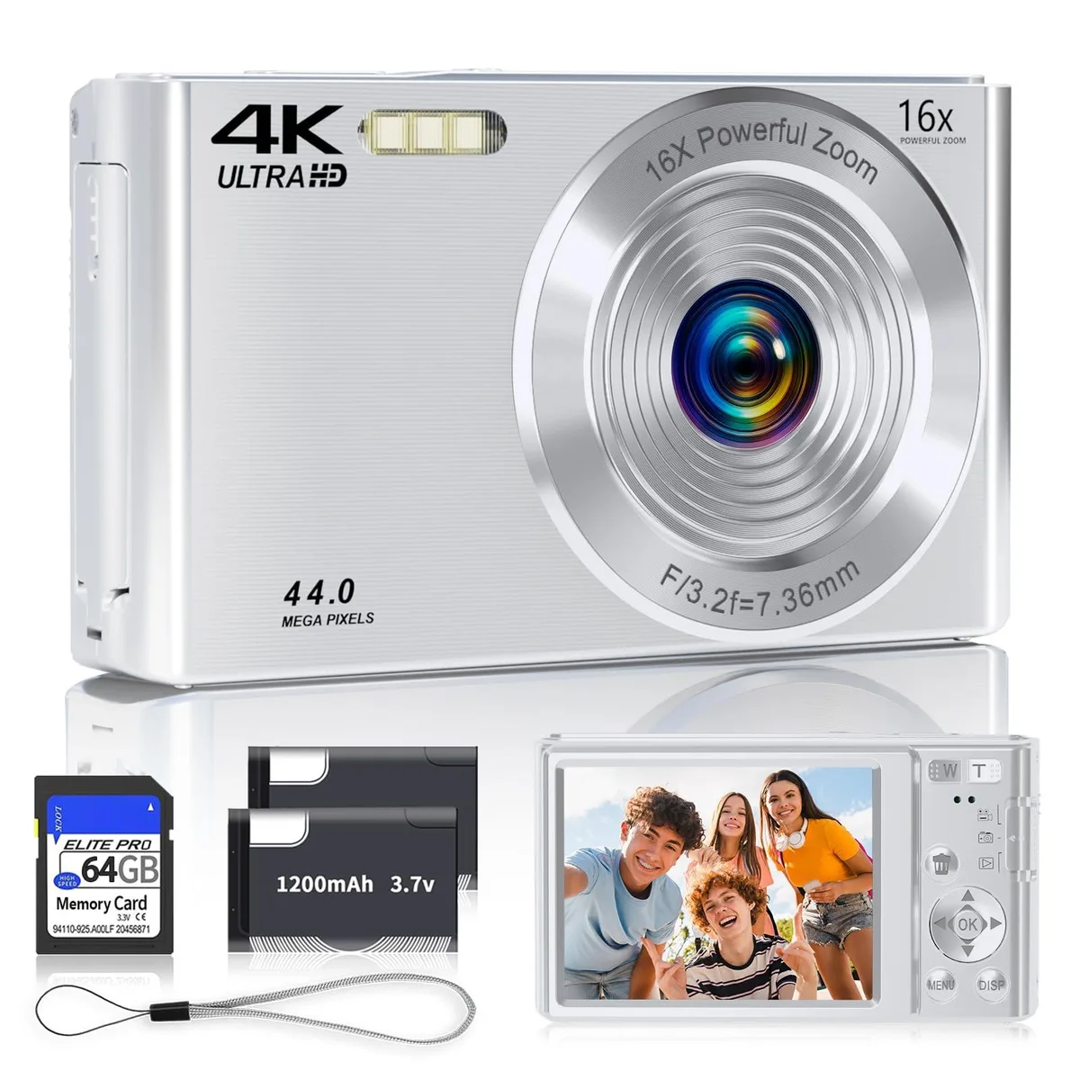 Polaroid PIXPRO DC06 44MP 4K Compact Camera Black 64GB SD Card — product photo