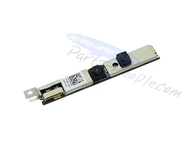 Small rectangular webcam module with silver metal housing and dark lens glass