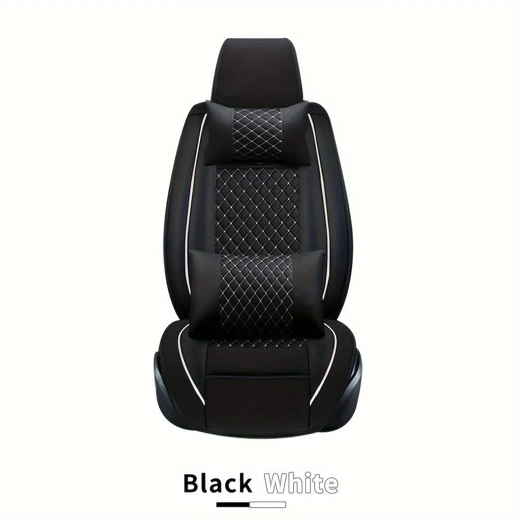 muchkey muchkey Universal Car Seat Covers 5 Seats PU Leather Black White — product photo